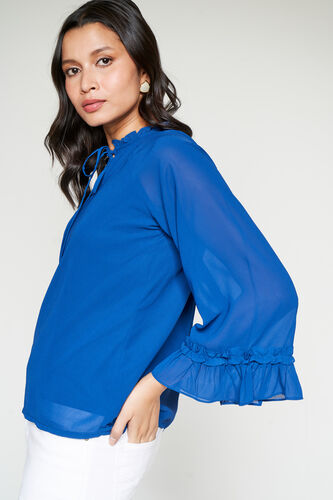 Blue Solid Straight Top, Blue, image 5