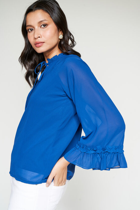 Blue Solid Straight Top, Blue, image 5