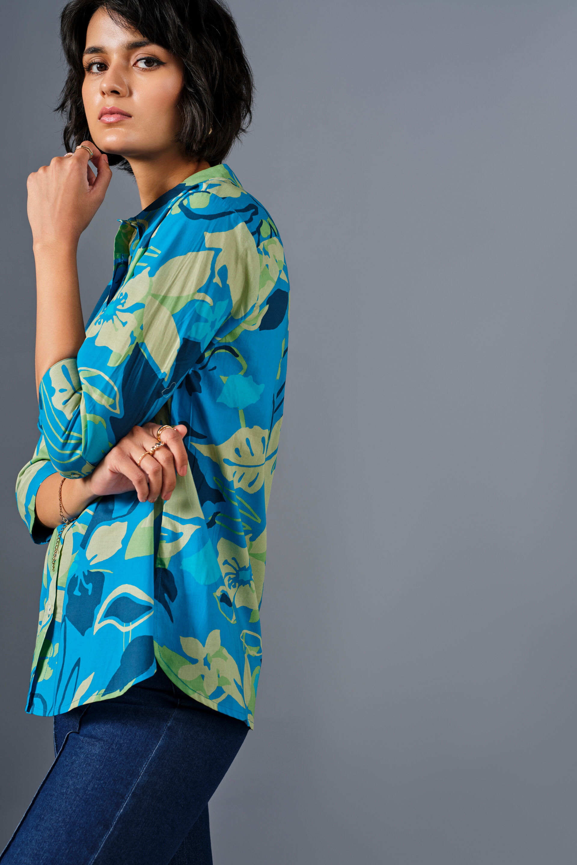 Coral Reef Cotton Shirt, Blue, image 7