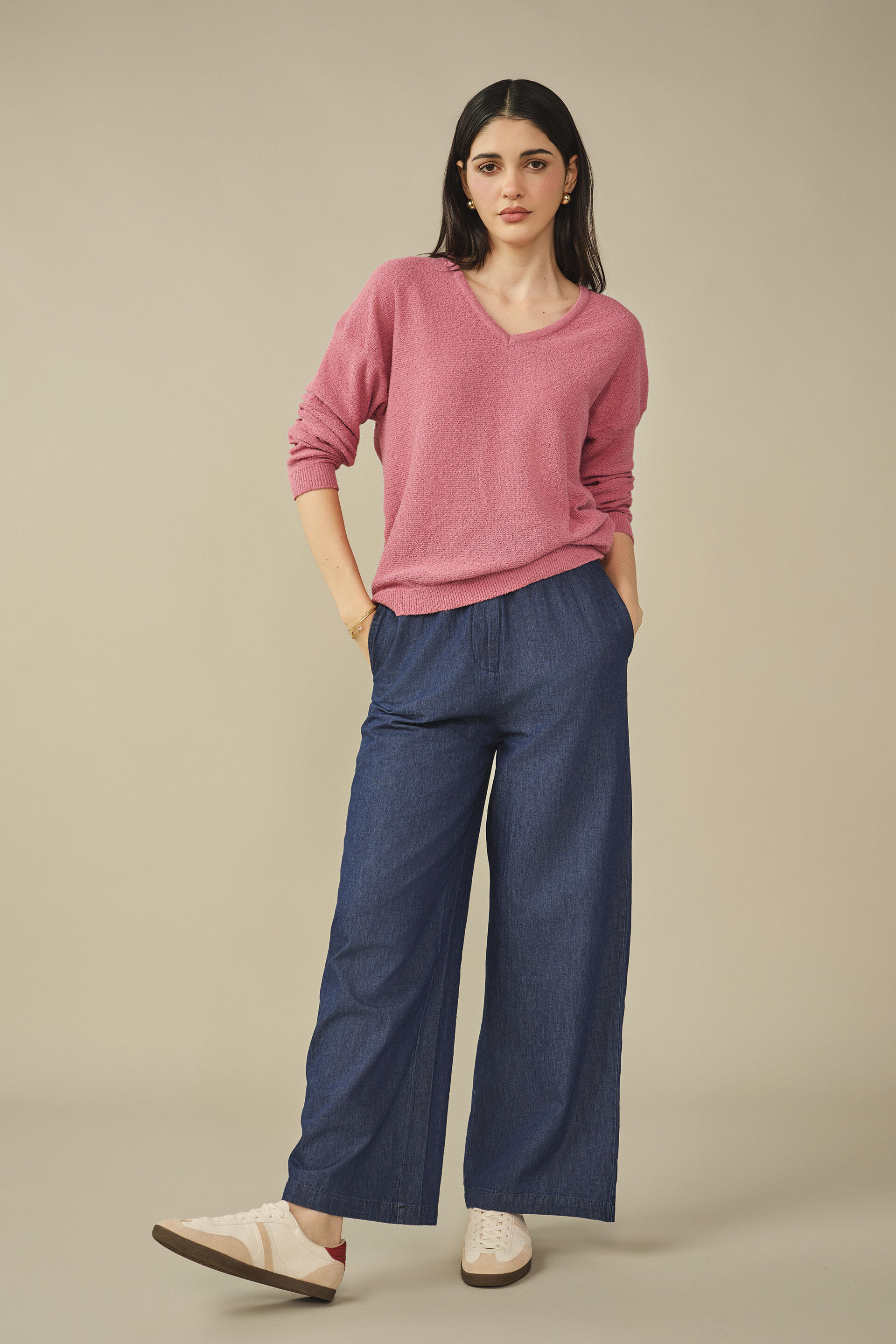Solid Sweater in Pink, Pink, image 3