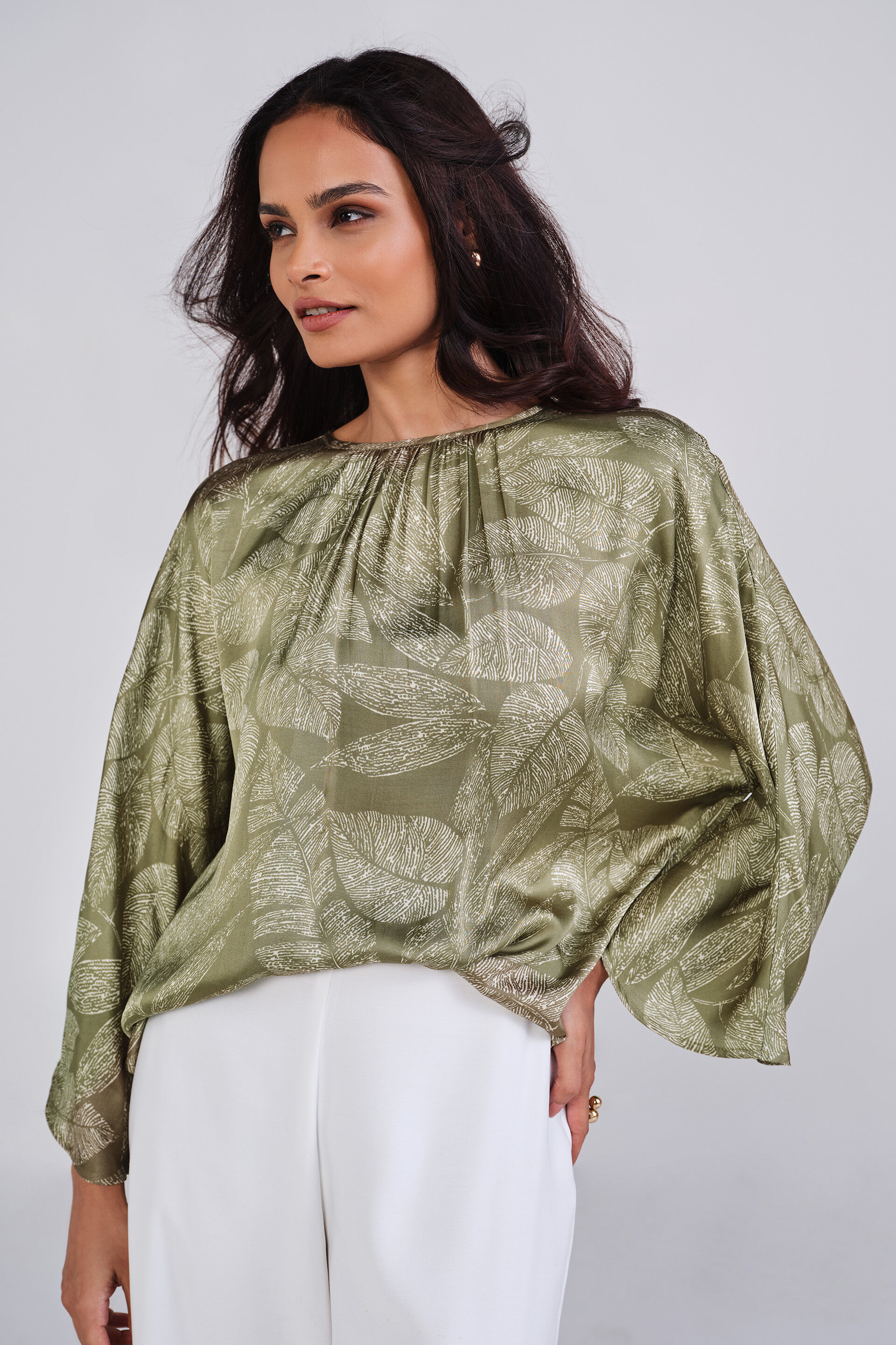 Leaf Imprint Top, Green, image 2