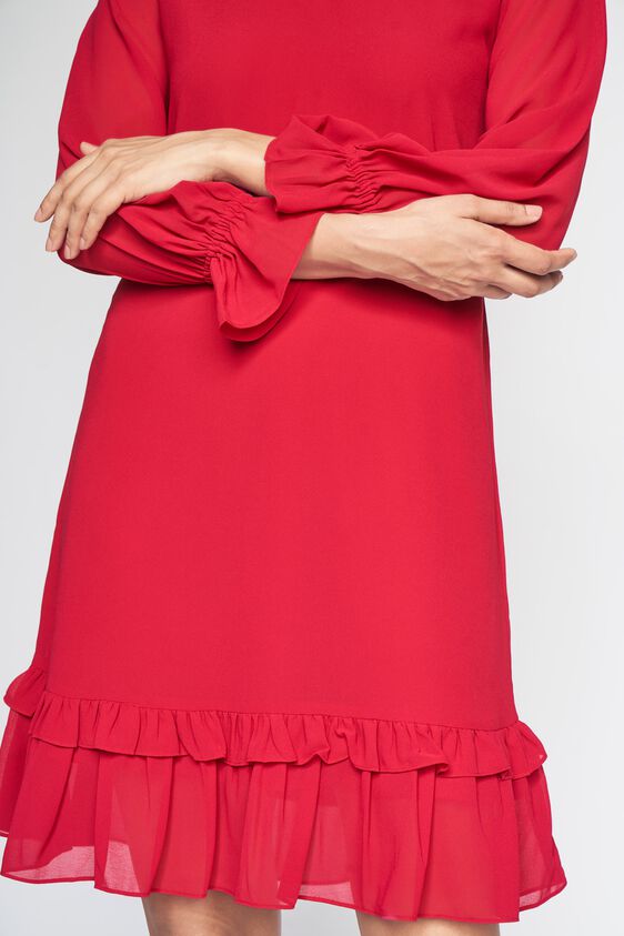 5 - Red Solid Regular Dress, image 5