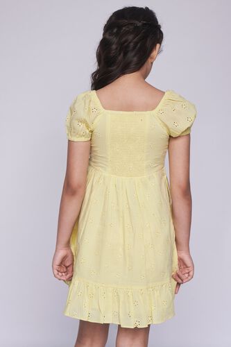 4 - Yellow Self Design Flounce Dress, image 4