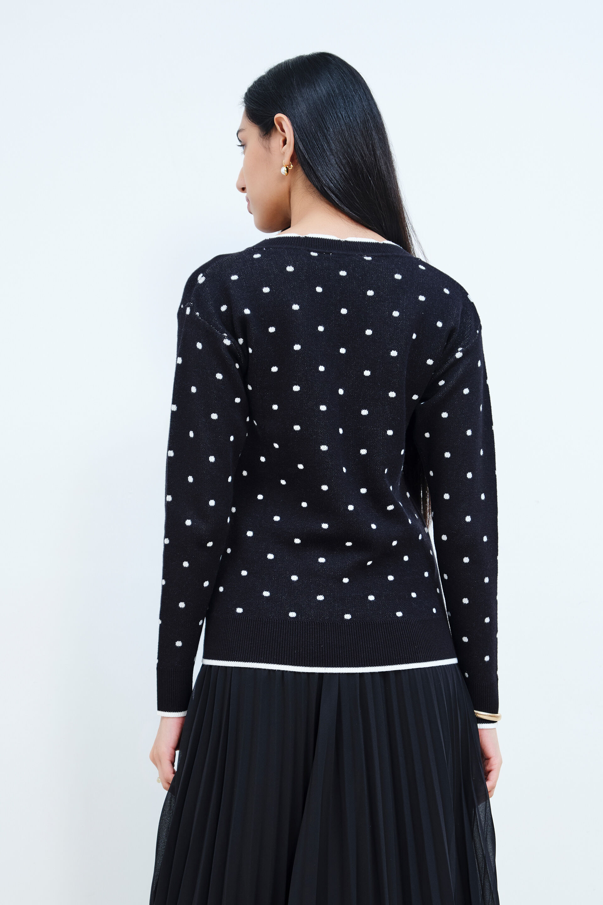 Polka Story Sweater, Black, image 6