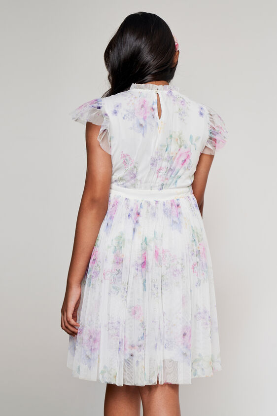 White Floral Flared Dress, White, image 2