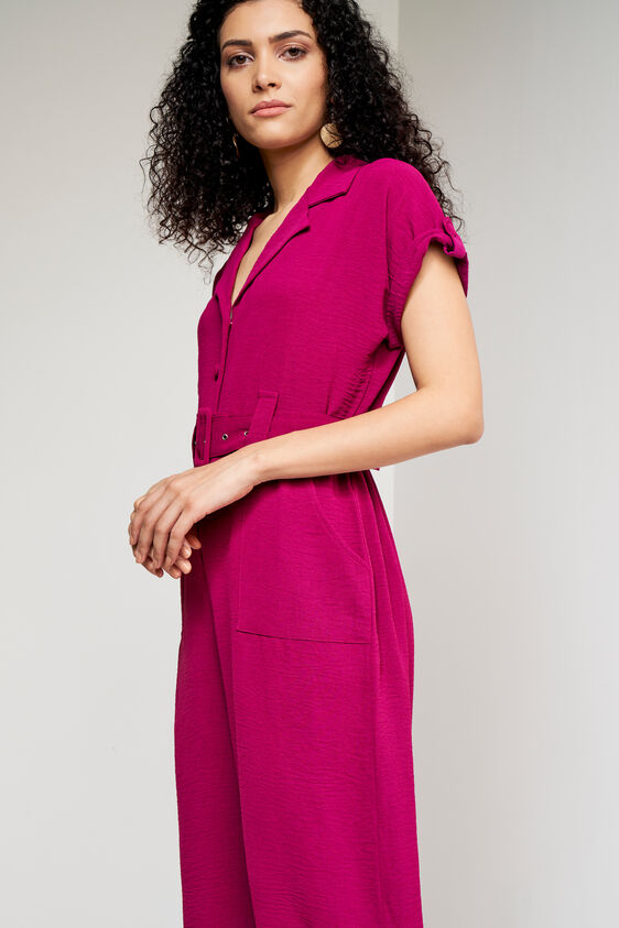 Pink Solid Straight Jumpsuit, Pink, image 4