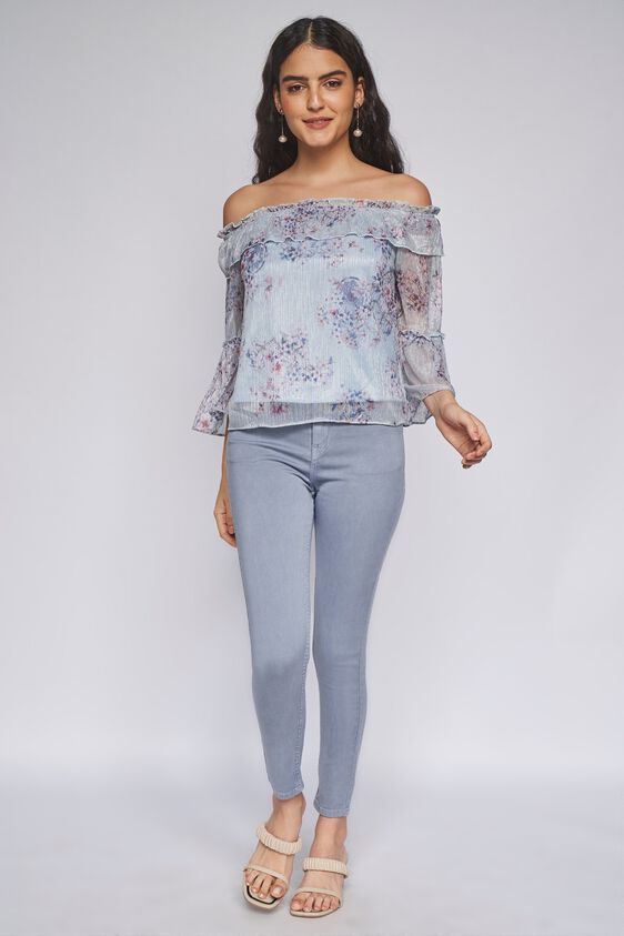 3 - Powder Blue Floral Straight Top, image 3