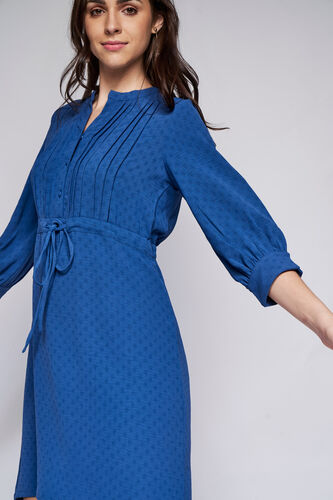 Blue Self Design Straight Dress, Blue, image 6