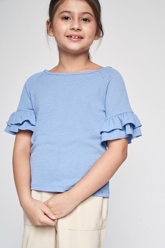 3 - Blue Solid Straight Top, image 3