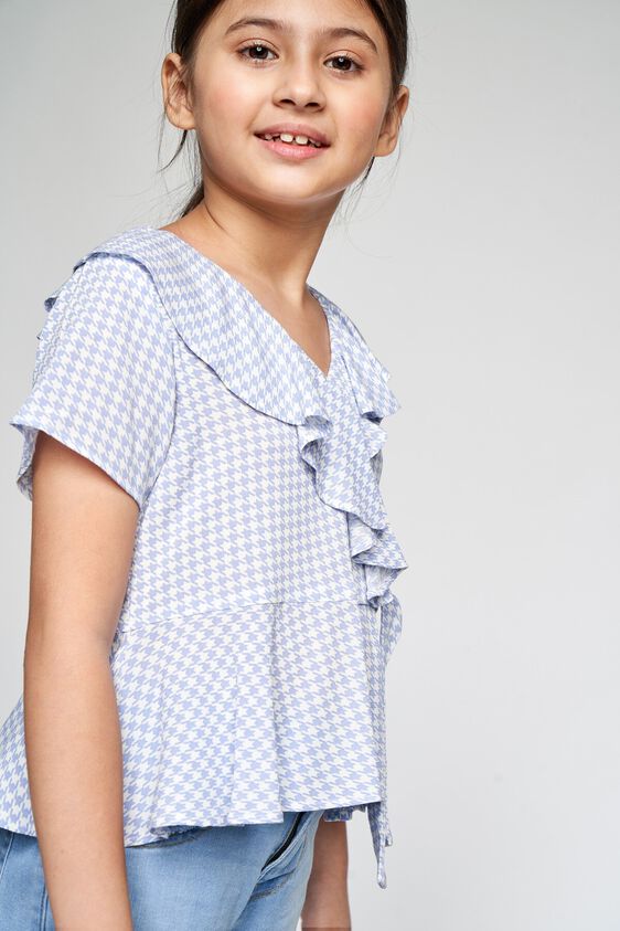 5 - Purple Geometric Printed Peplum Top, image 5