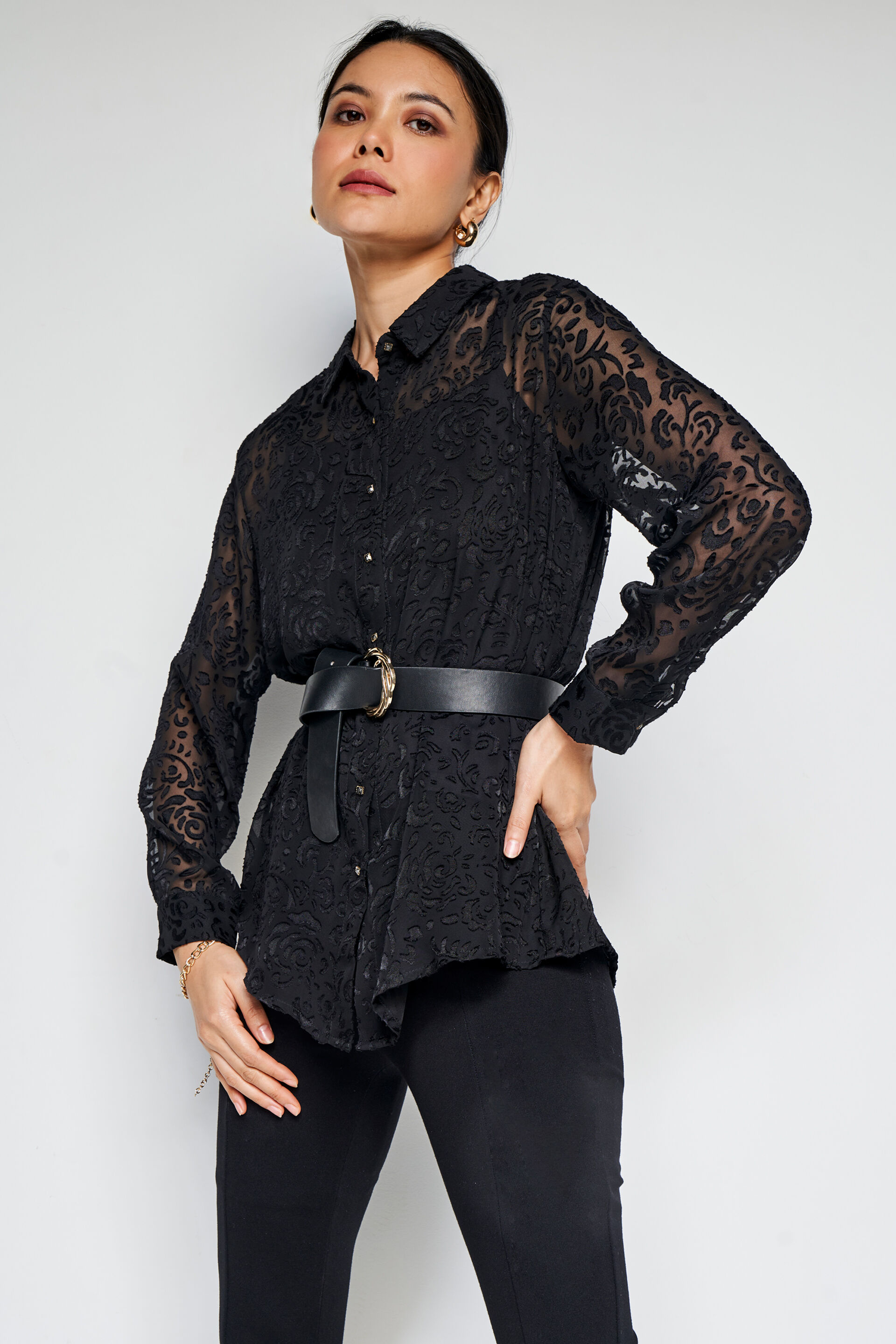 Floral Shadow Top, Black, image 3