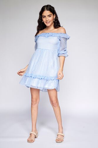 4 - Blue Checks Fit & Flare Dress, image 4