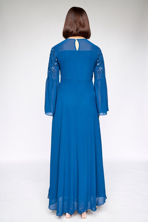 5 - Teal Solid Fit and Flare Gown, image 5