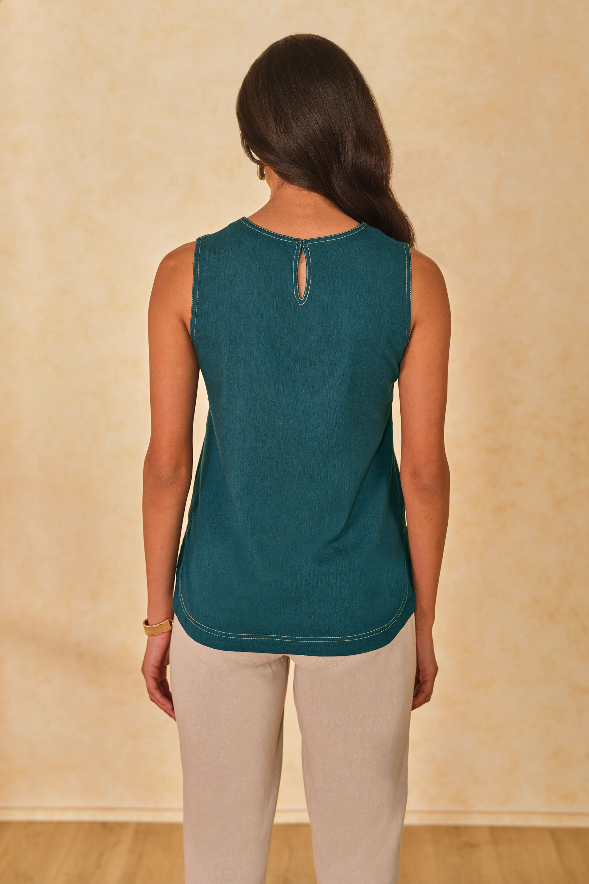 Aquamarine Viscose Blend Top, Teal, image 5