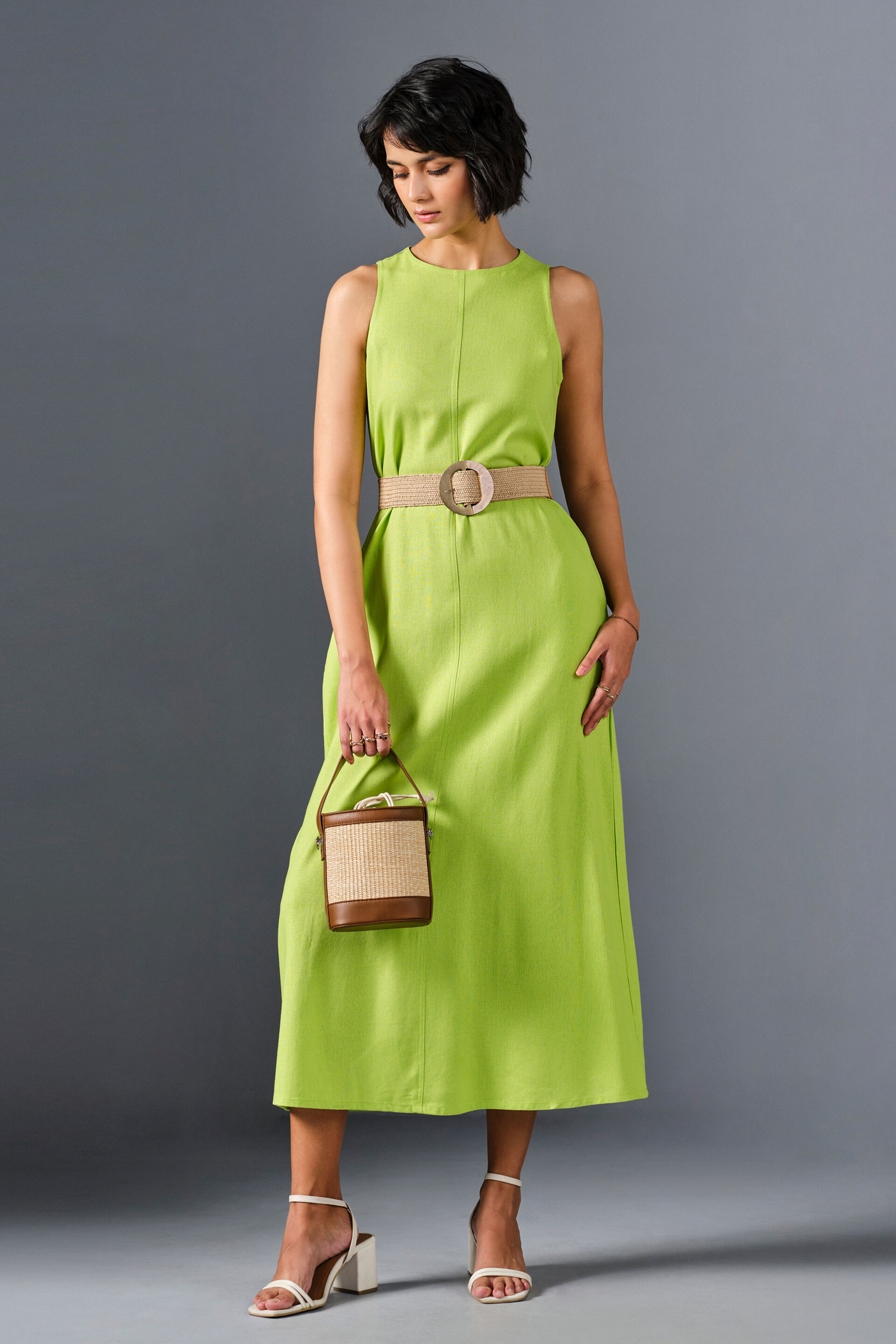 Summer Sway Viscose Blend Tent Dress, Green, image 1