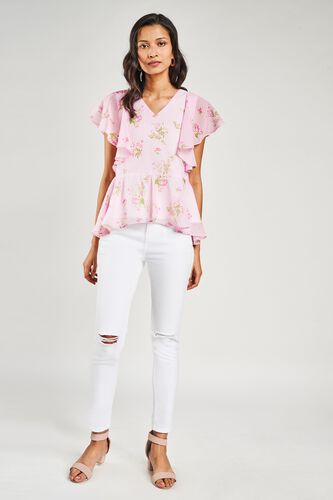 2 - Pink Floral Printed Fit And Flare Top, image 2