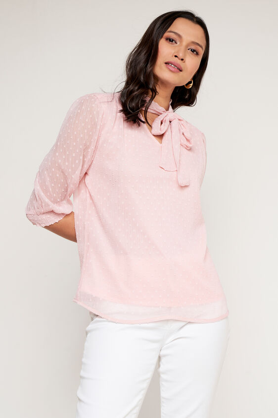 Light Pink Solid Straight Top, Light Pink, image 2