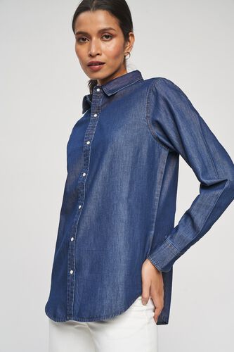 6 - Dark Blue Self Design A-Line Top, image 6