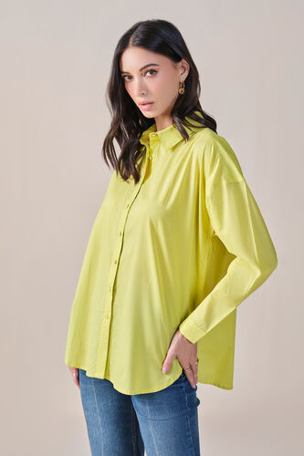 Sensational Solid Cotton Shirt, Lime Green, image 4