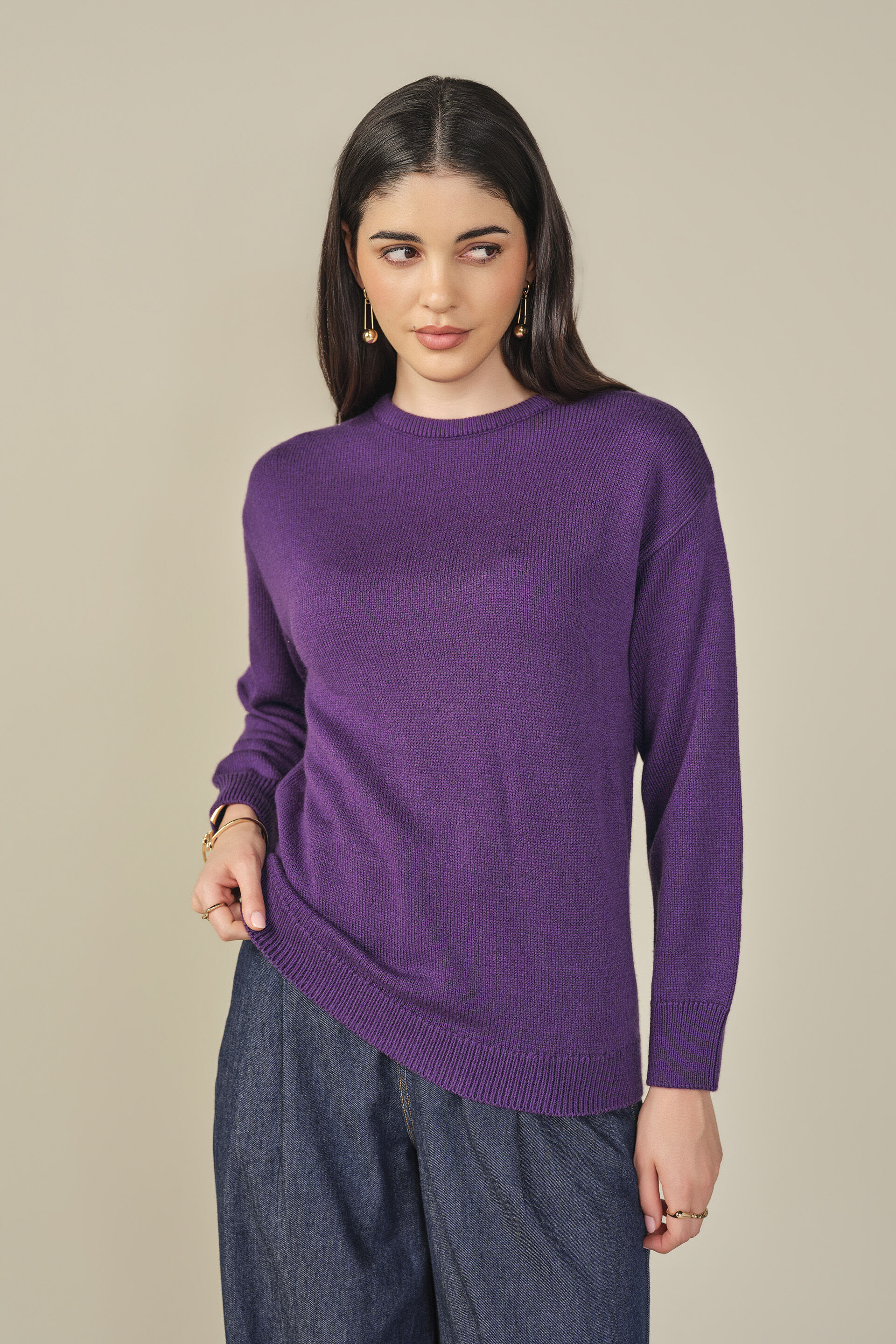 Solid Sweater in Plum