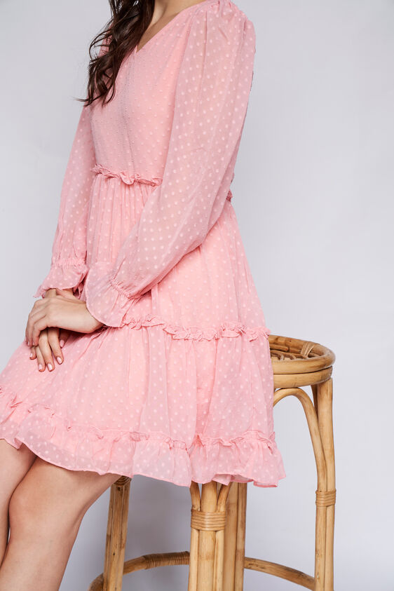 Pink Flounce Ruffles Dress, Pink, image 6
