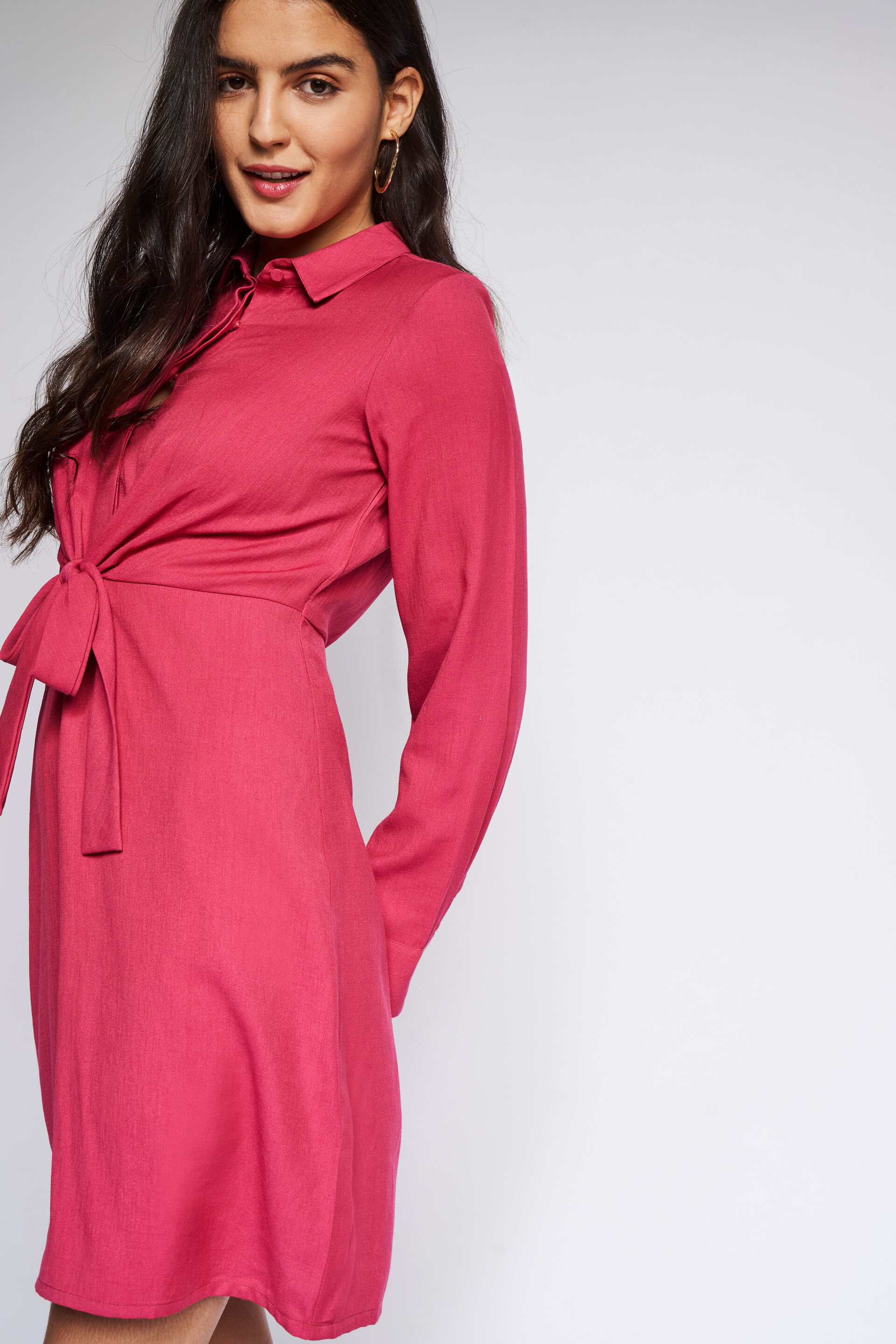 Pink Solid Straight Dress, Pink, image 2
