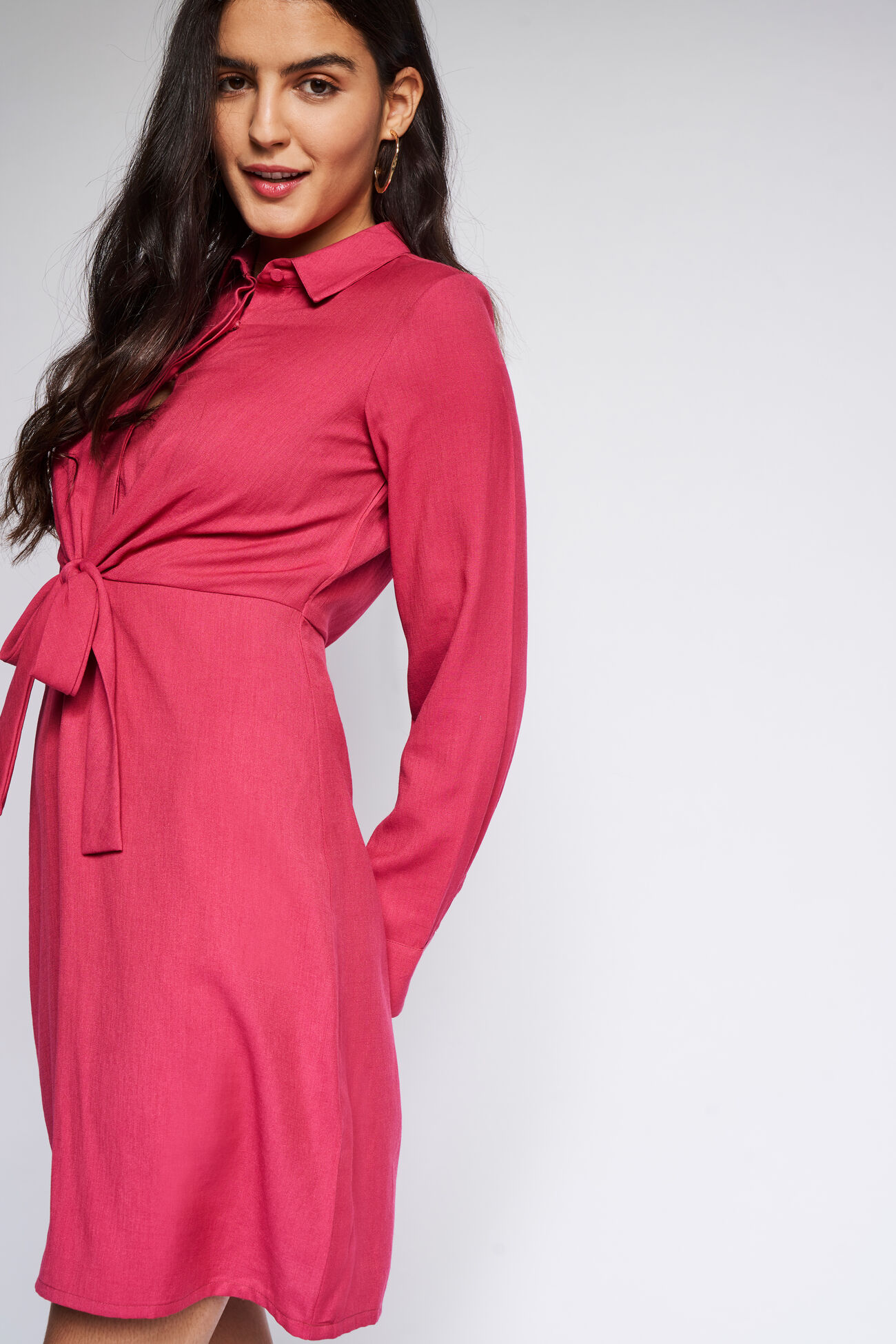 Pink Solid Straight Dress, Pink, image 2