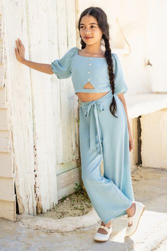1 - Light Blue Solid Straight Set, image 1