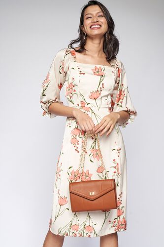 3 - Cream Floral Straight Dress, image 3