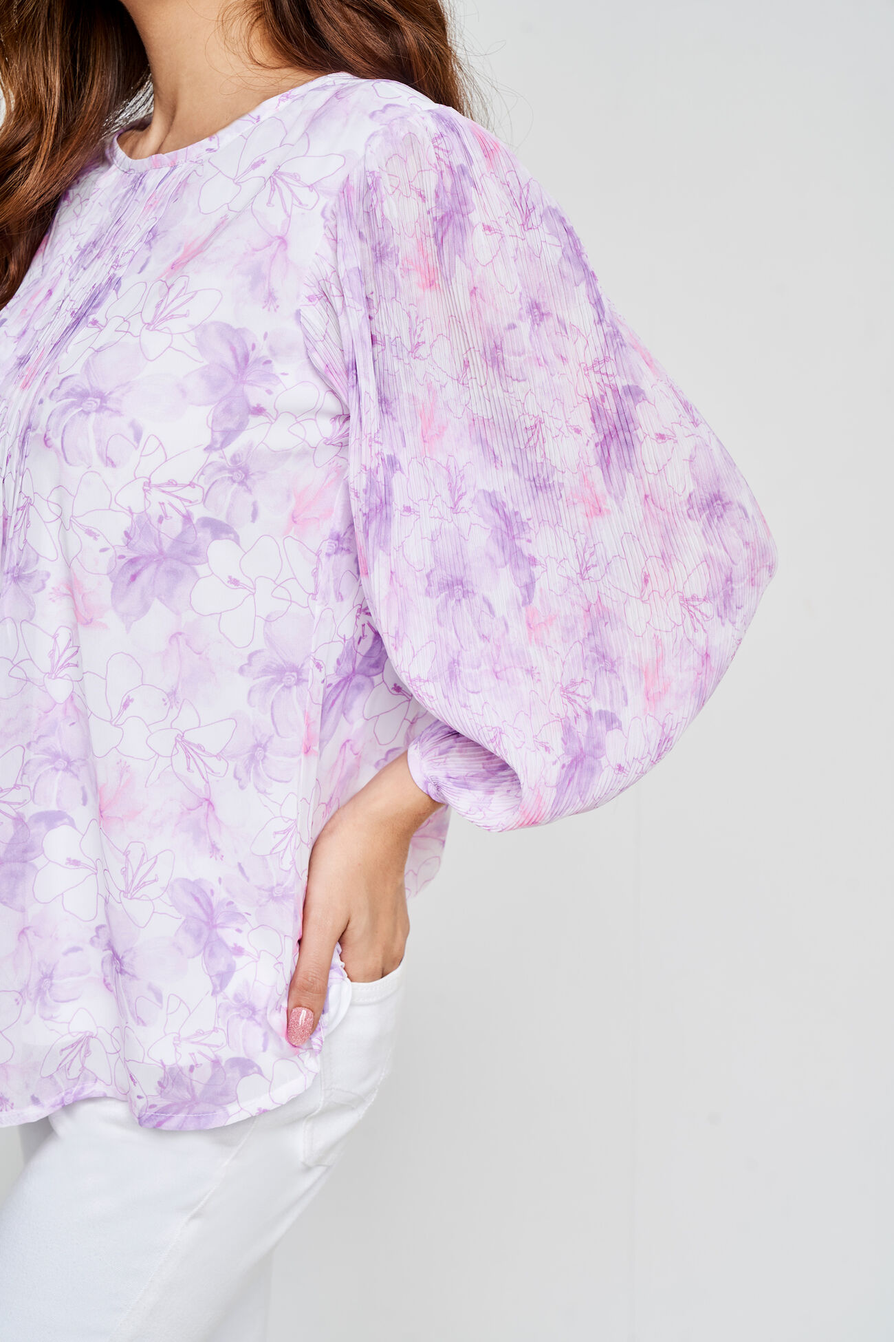 Purple Floral Straight Top, Purple, image 6
