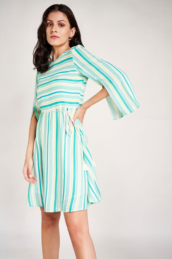6 - Mint Stripes Knee Length Dress, image 6