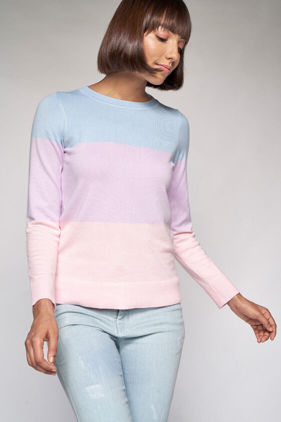 2 - Powder Blue Colorblocked Sweater Top, image 2