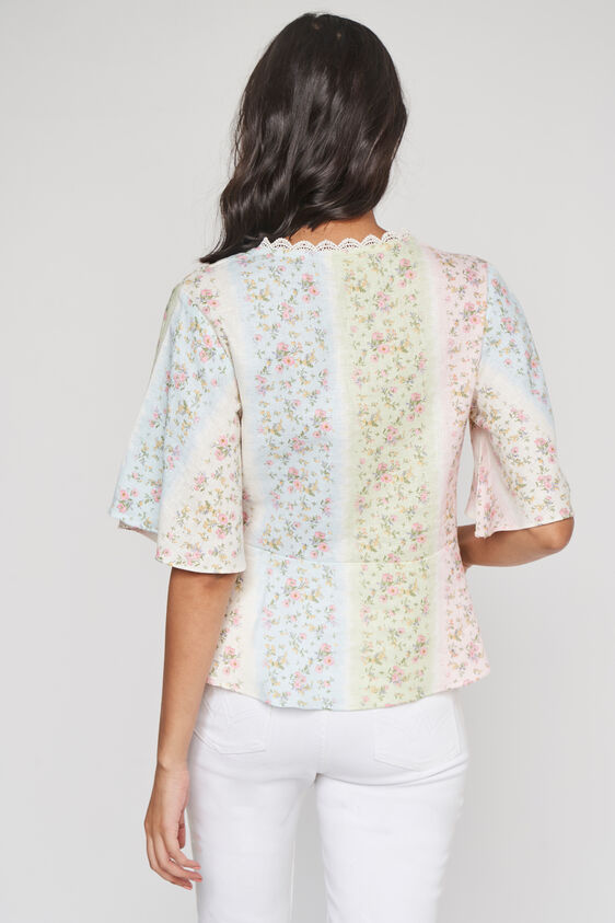 Multi Floral Curved Top, Multi Color, image 3