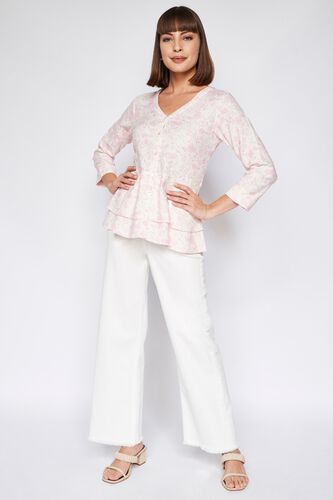 White Abstract Straight Top, White, image 2