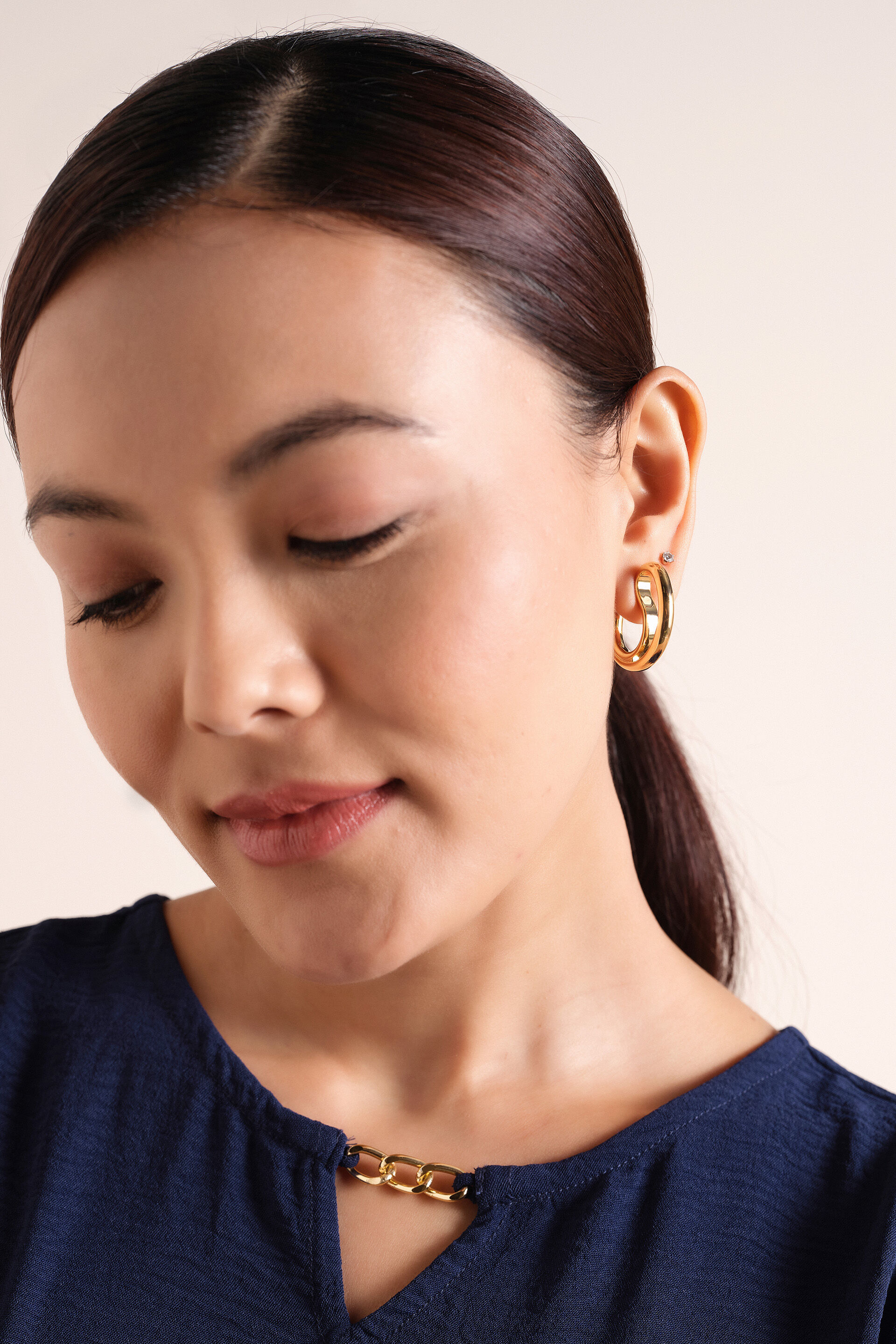 Camille Navy Peplum Top, Navy, image 6