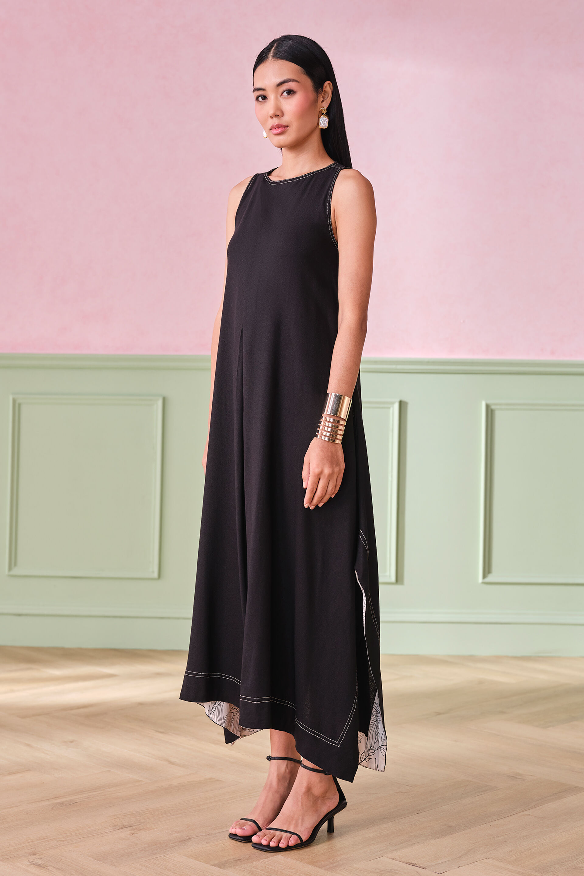 Far side Facade Viscose Blend Dress, Black, image 2