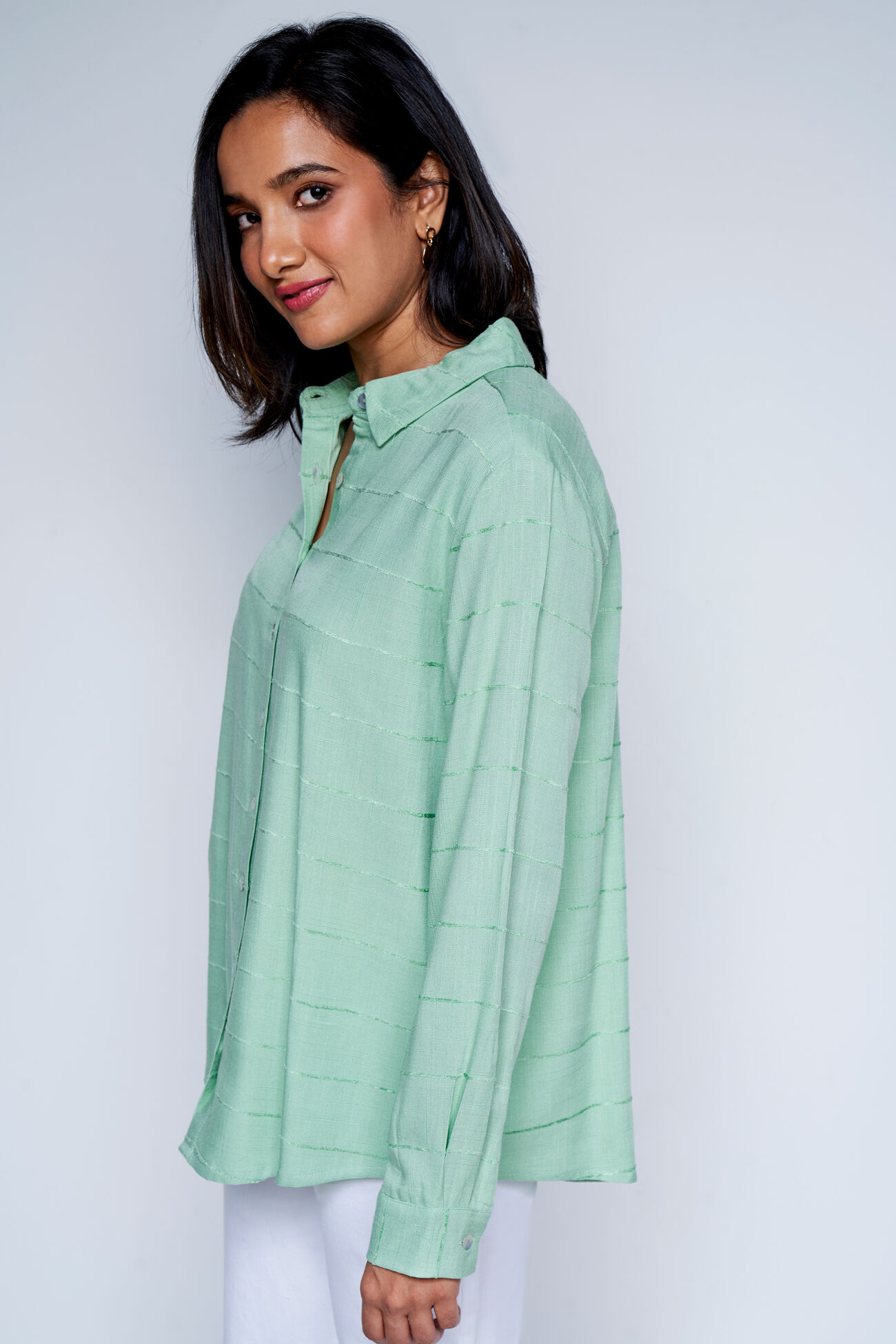 Sage Green Solid Shirt Top, Sage Green, image 4