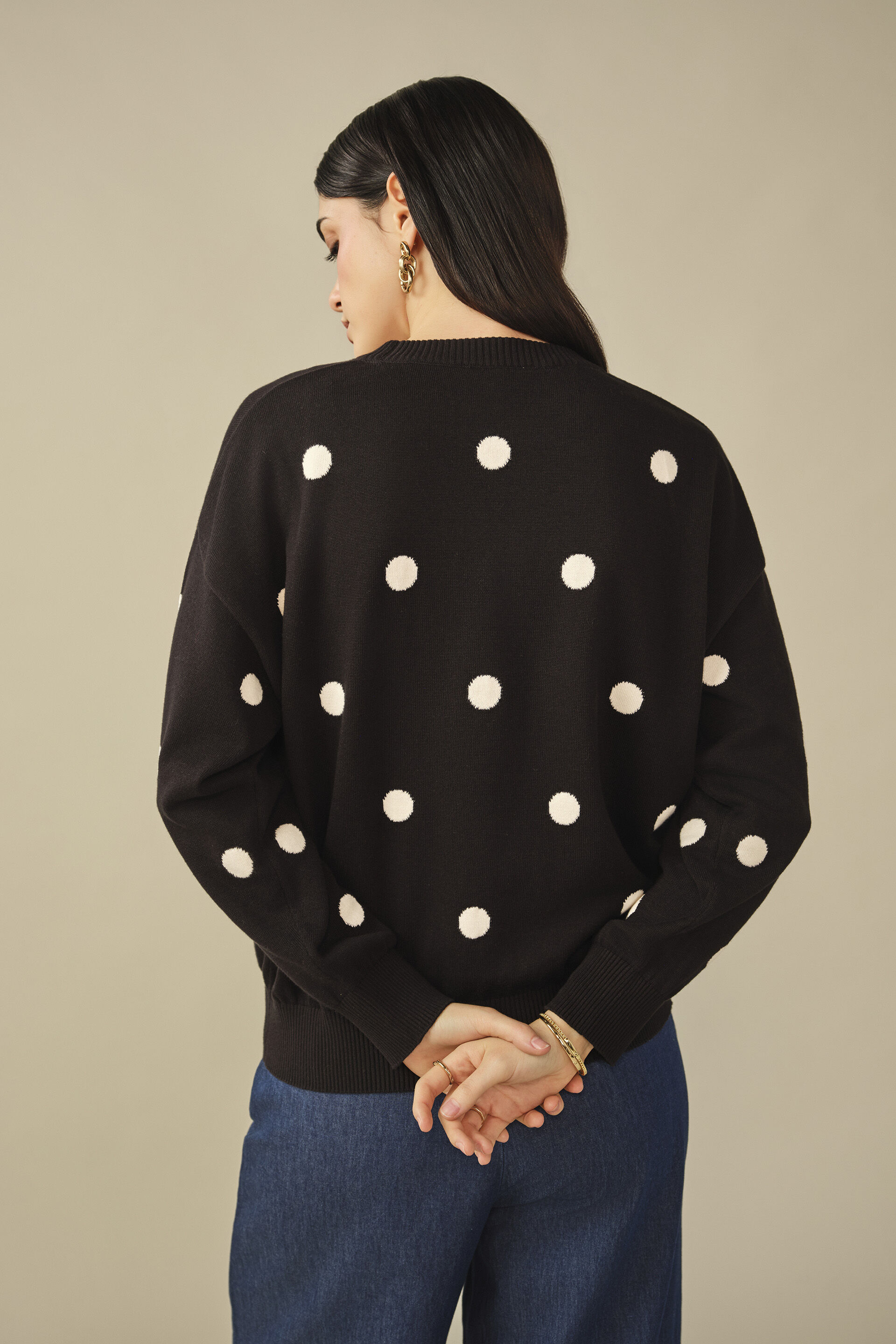 Polka Sweater in Black, Black, image 5