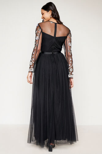 Black Floral Straight Gown, Black, image 2