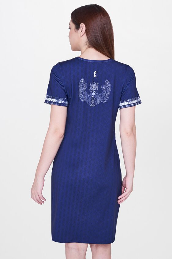 2 - Indigo Abstract A-Line Knee Length Dress, image 2