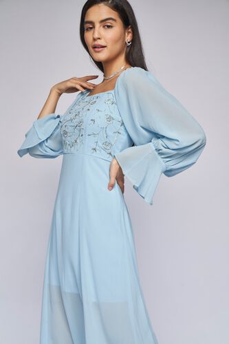 1 - Powder Blue Solid Fit and Flare Gown, image 1