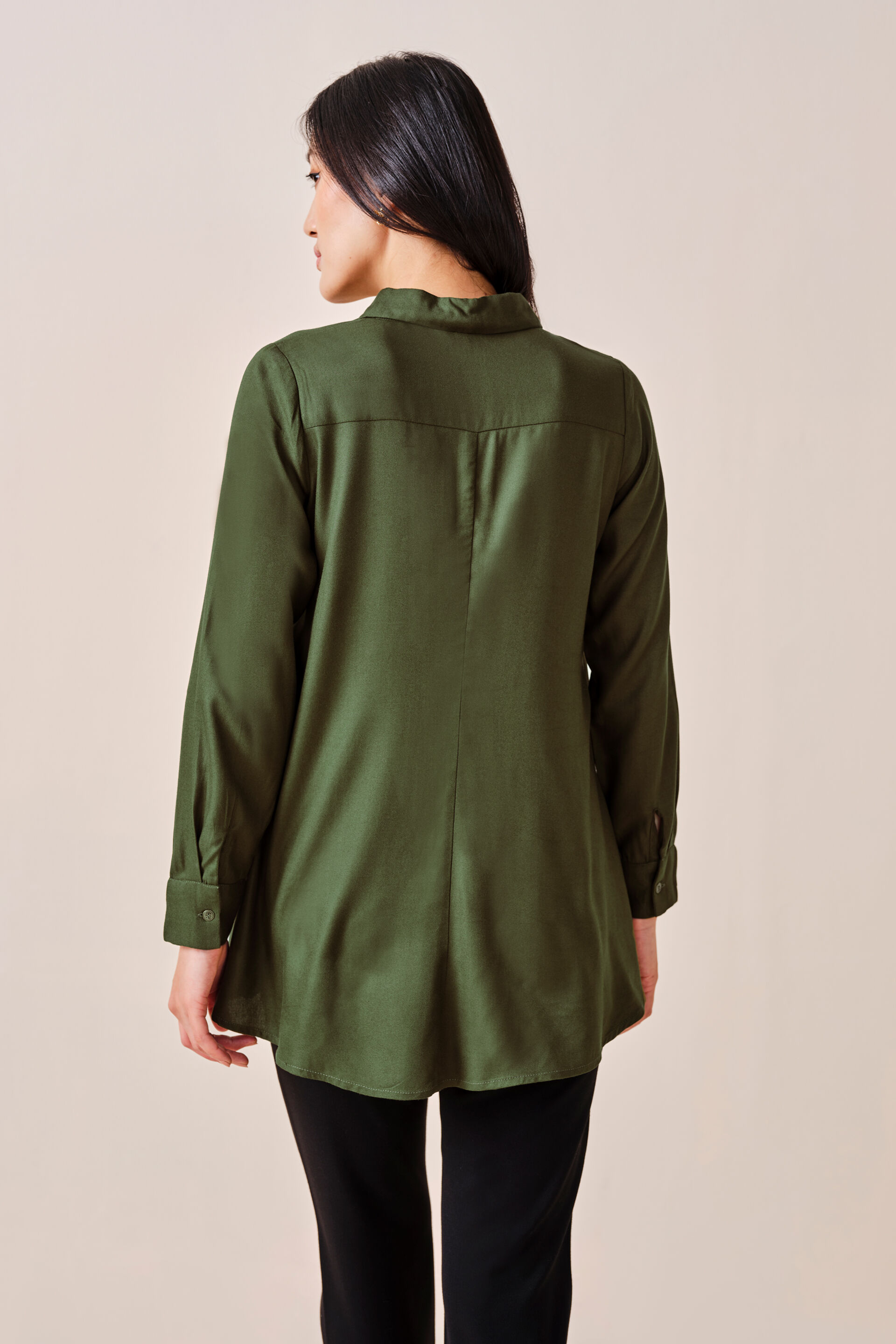 Odette Viscose Shirt, Olive, image 5