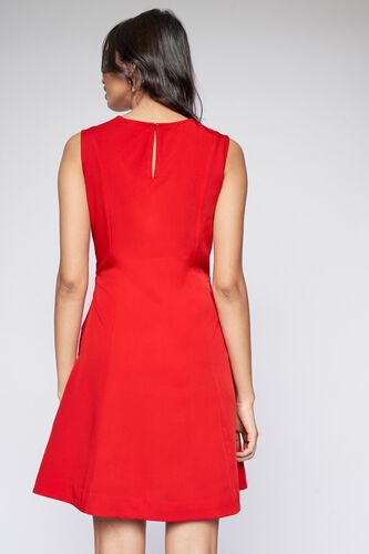 4 - Red Solid Flared Dress, image 4