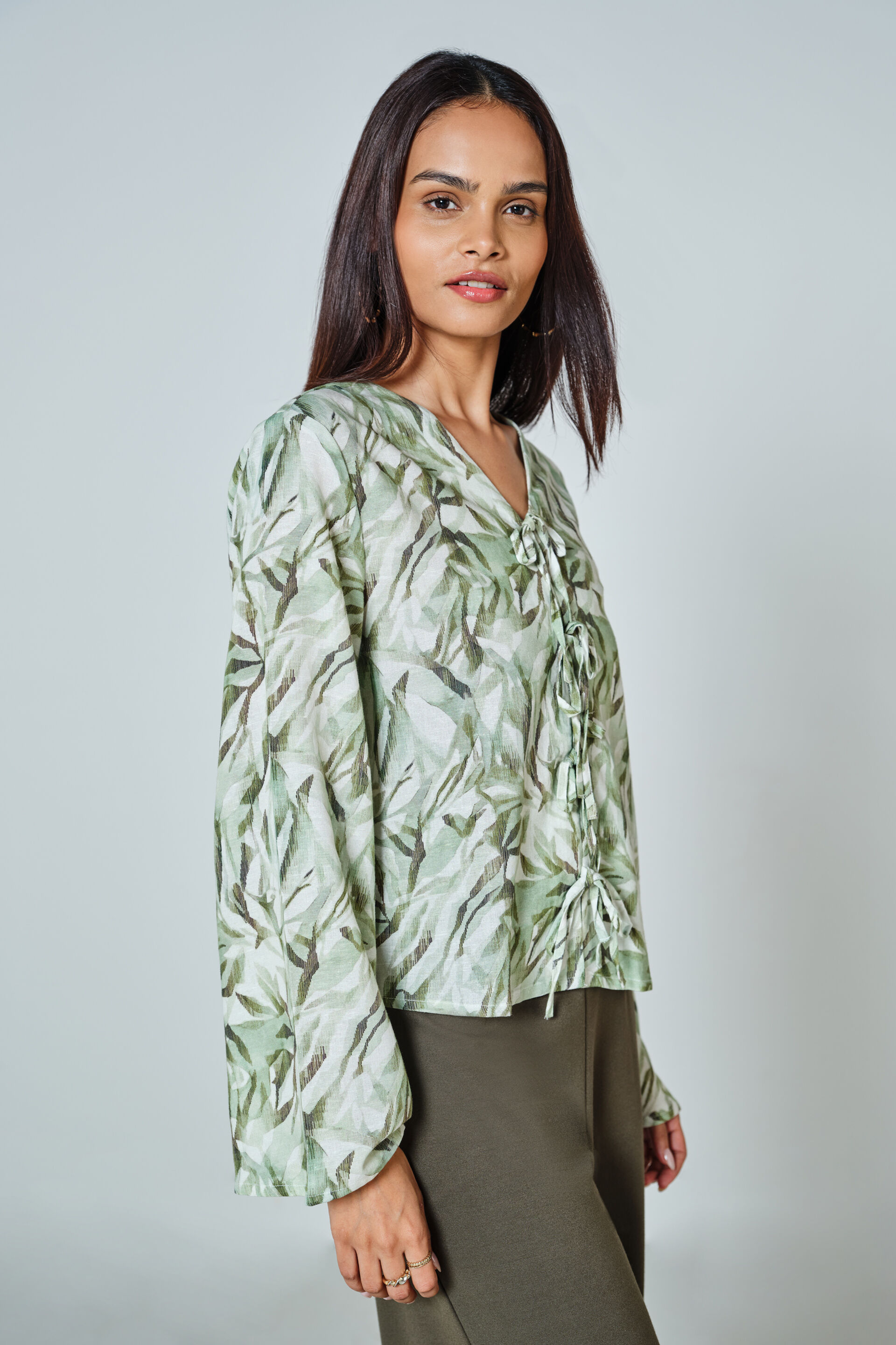 Geo Green Cotton Top, Green, image 4