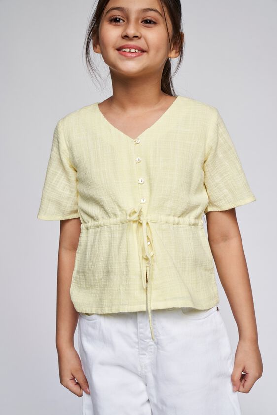 2 - Yellow Self Design Straight Top, image 2