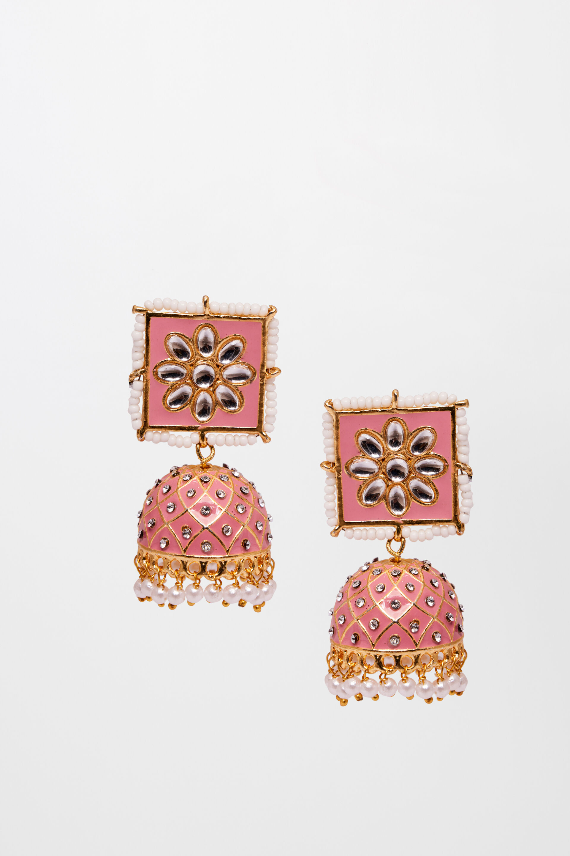 Buy Pink Brass Alloy Earring Online at Best Price at Global Desi