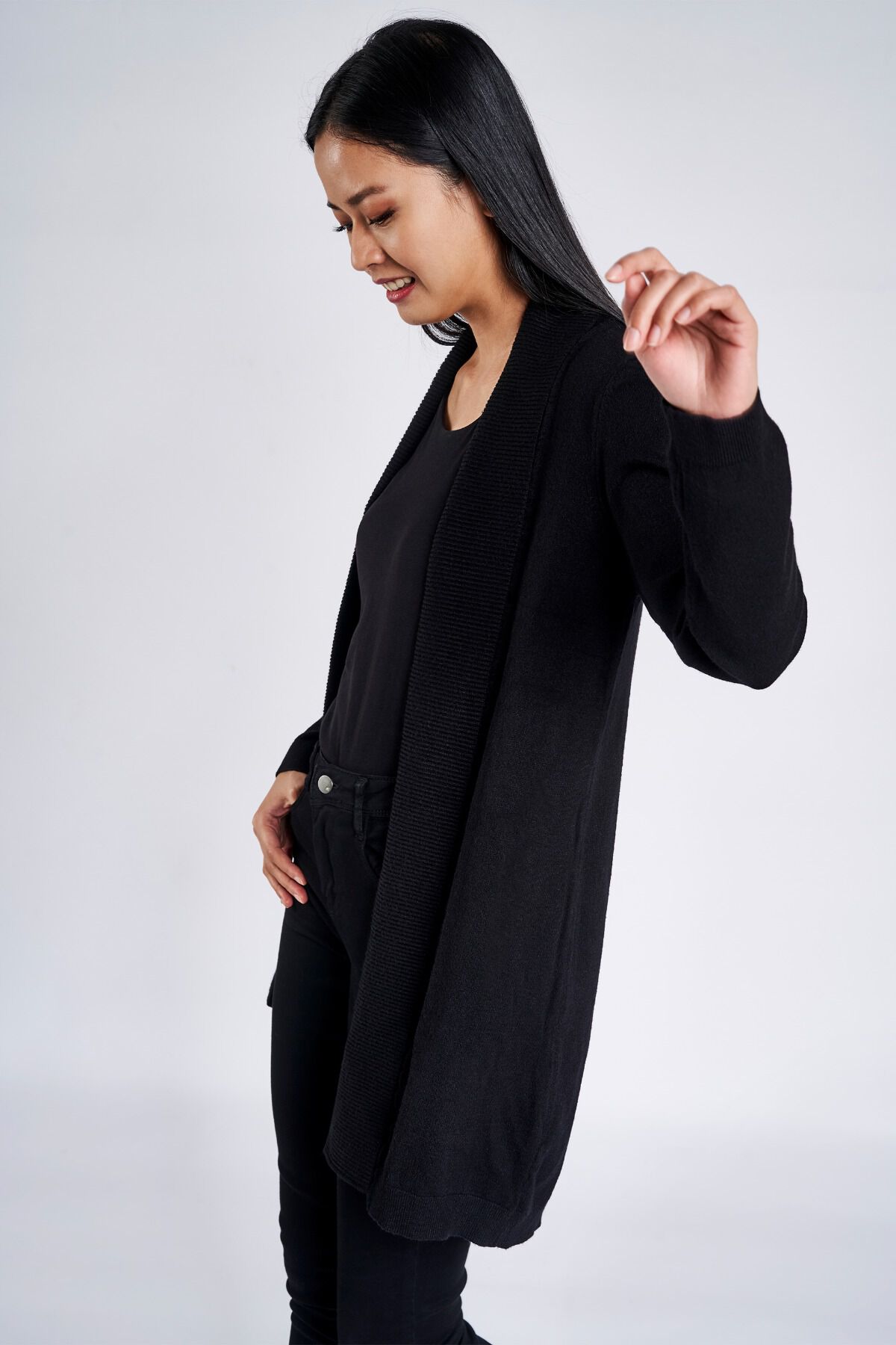 Shop Black Self Design Round Neck Shrug Online Global Desi