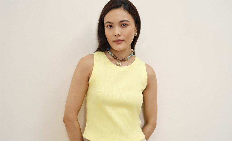 Yellow Ribbed Sleeveless Top