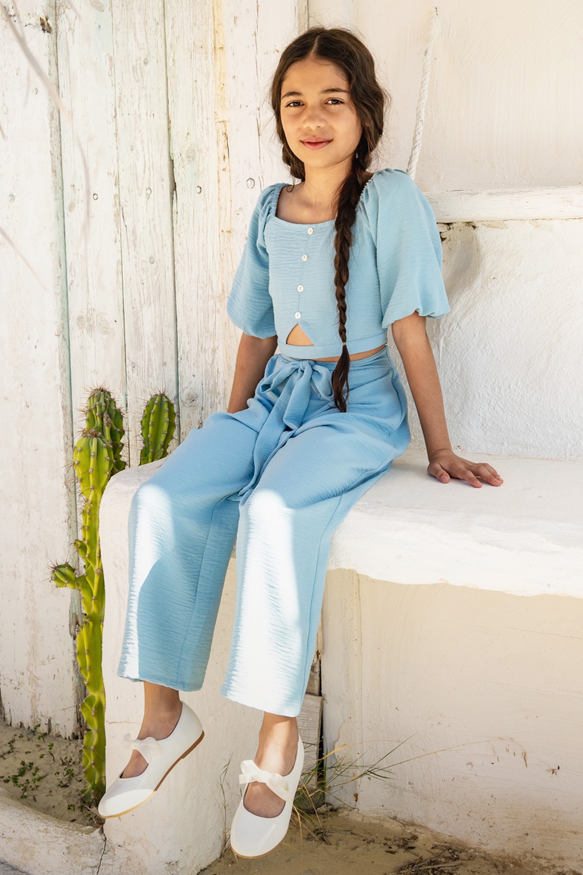 2 - Light Blue Solid Straight Set, image 2