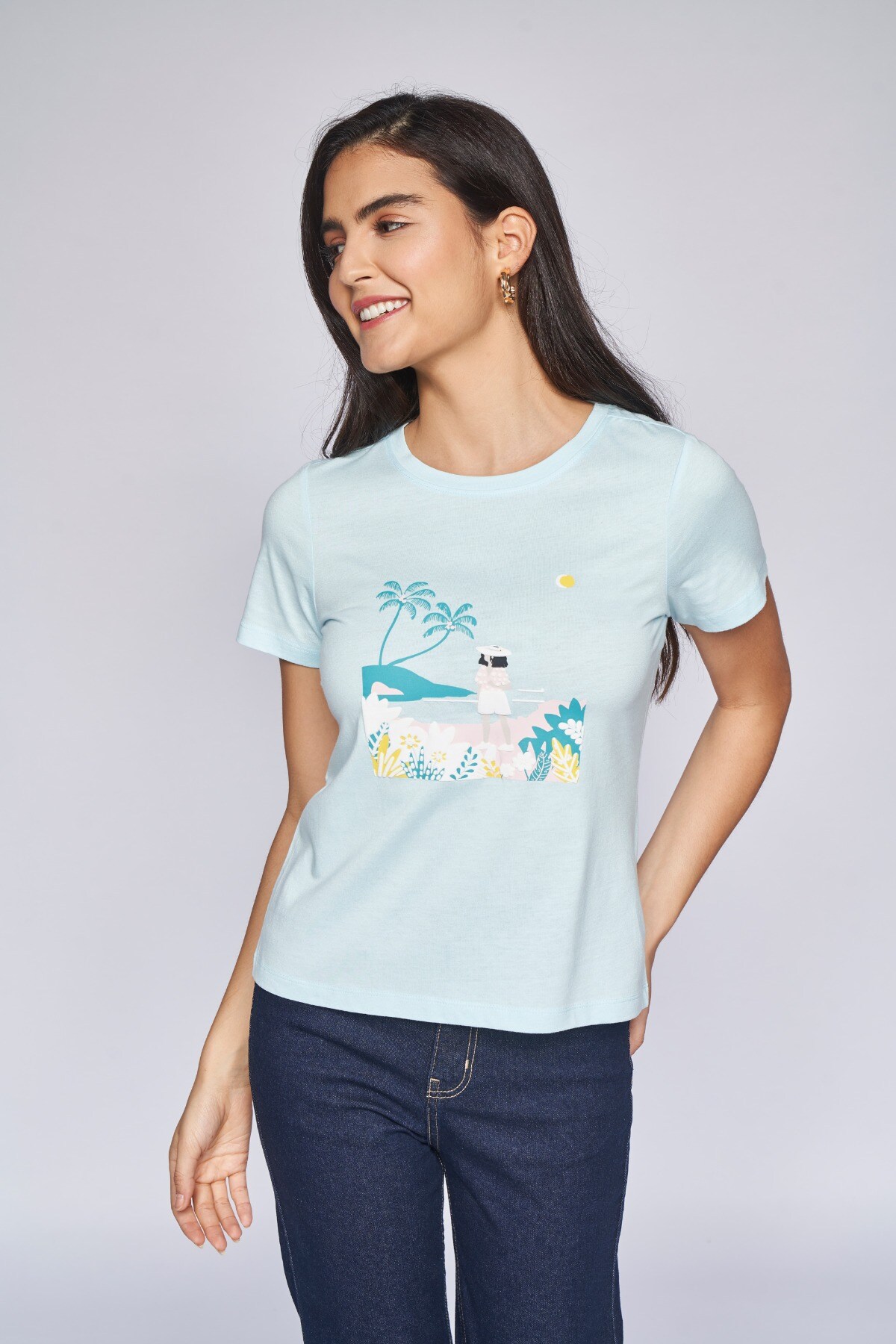 4 - Powder Blue Graphic Straight Top, image 4